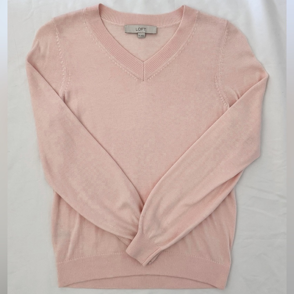 LOFT Pink V-Neck Sweater
